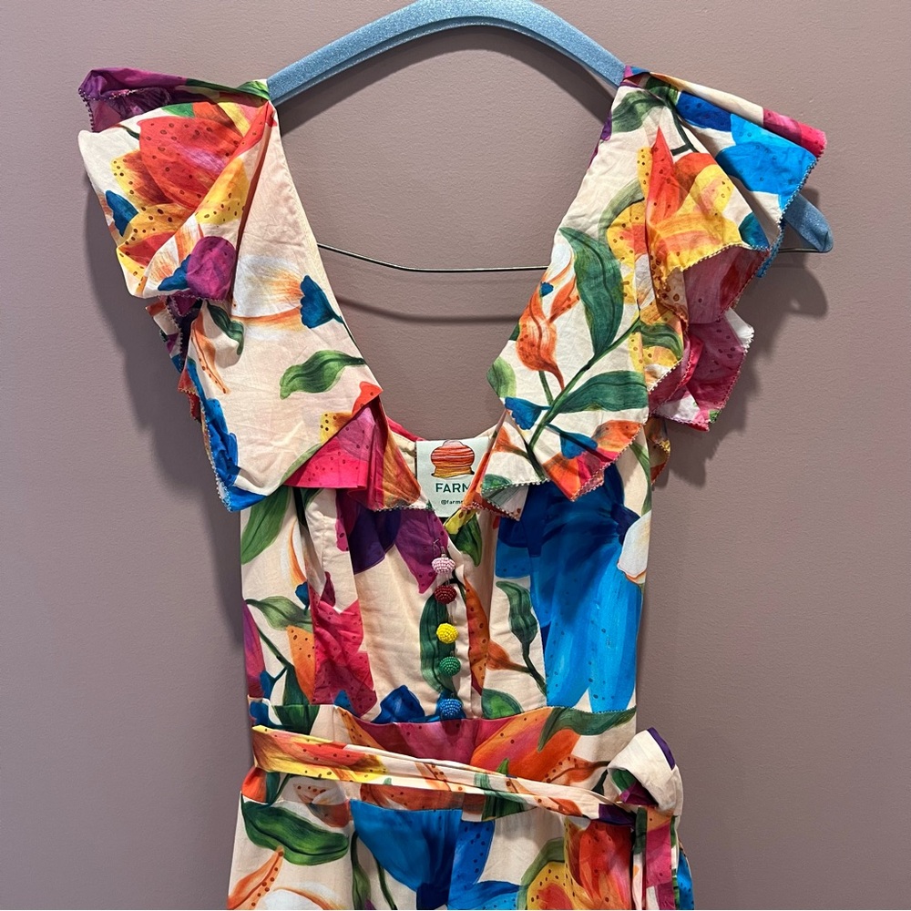 Farm Rio Dress vibrant floral dress watercolor - Picture 1 of 5